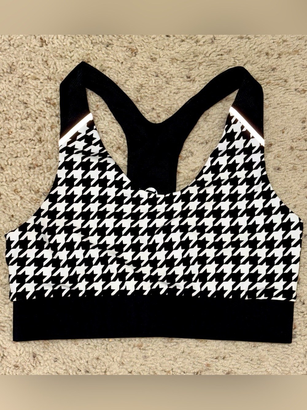 Noli Black & White Houndstooth Racerback Sports Bra Size Small (Brand New No Tag